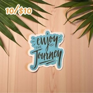 “Enjoy the Journey” Blue Hand-Lettered Sticker – Approx. 2”, Matte Finish